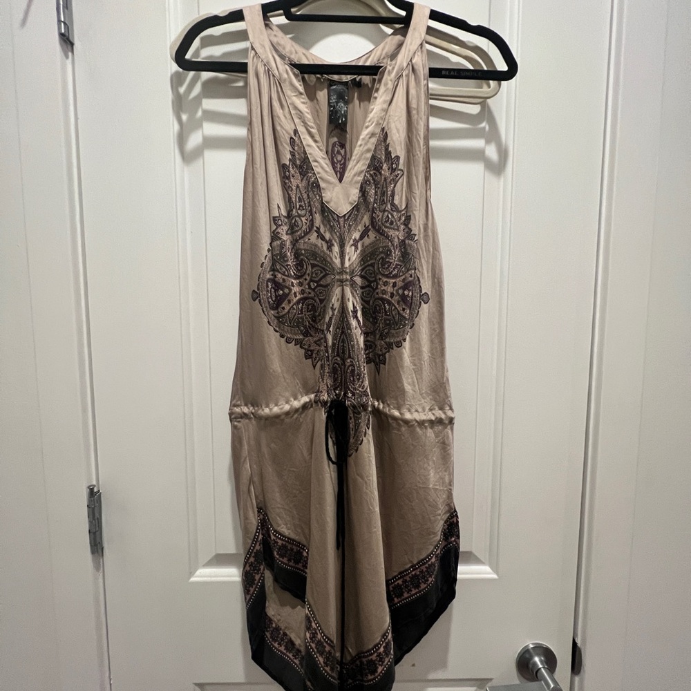 100% silk tunic shirt with winch waist tie